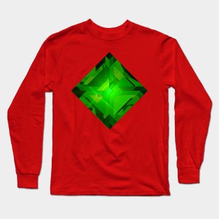 Green Square Shape Gemstone Long Sleeve T-Shirt